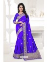 Awesome Royal Blue Art Silk Embroidered Saree