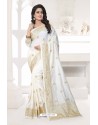 Fashionable White Art Silk Embroidered Saree
