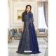 Mind Blowing Navy Blue Muslin Gown