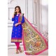 Attractive Royal Blue Cotton Embroidered Suit