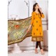 Pretty Mustard Cotton Embroidered Suit
