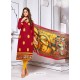 Graceful Wine Cotton Embroidered Suit