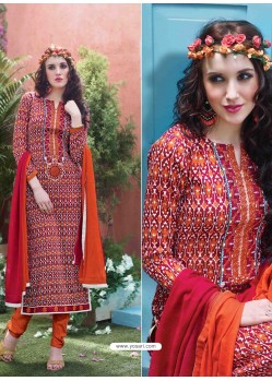 Orange Cotton Churidar Salwar Suits