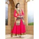Fuchsia Georgette Embroidered Floor Length Suit