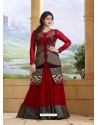 Zareen Khan Crimson Georgette Embroidered Floor Length Suit