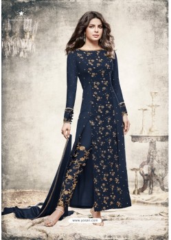 Priyanka Chopra Navy Blue Georgette Suit