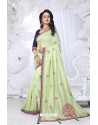 Awesome Sea Green Embroidered Saree