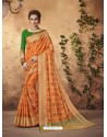 Heavenly Orange Silk Saree