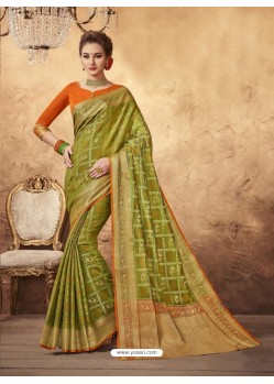 Glamorous Green Silk Saree