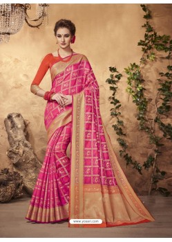 Graceful Pink Silk Saree