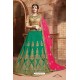 Teal Banglori Silk Lehenga Choli