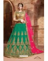 Teal Banglori Silk Lehenga Choli