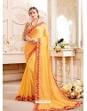 Yellow Embroidered Lace Work Saree