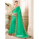 Jade Green Embroidered Lace Work Saree