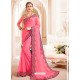 Light Pink Embroidered Lace Work Saree