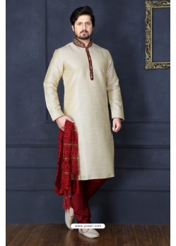 Off White Banarasi Silk Kurta Pajama