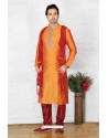 Flawless Orange Silk Kurta Pajama
