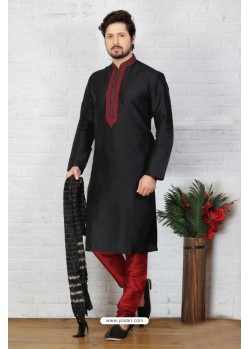 Attractive Black Silk Kurta Pajama
