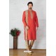 Dark Peach Art Banarasi Silk Kurta Pajama