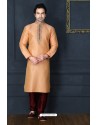 Light Beige Art Banarasi Silk Kurta Pajama