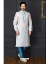 White Dupion Silk Kurta Pajama