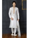 White Dupion Silk Kurta Pajama