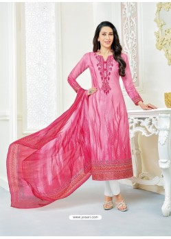 Karisma Kapoor Light Pink Cotton Print Work Suit