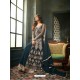 Peacock Blue Net Embroidered Floor Length Suit