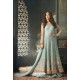 Sky Blue Net Embroidered Floor Length Suit