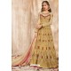 Gorgeous Beige Net Embroidered Floor Length Suit