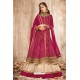 Incredible Fuchsia Net Embroidered Floor Length Suit