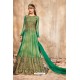 Magnificent Jade Green Net Embroidered Floor Length Suit