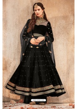 Markable Black Embroidered Anarkali Suit