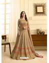Flawless Beige Embroidered Floor Length Suit