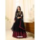 Competent Black Embroidered Floor Length Suit