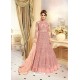 Girlish Peach Embroidered Floor Length Suit