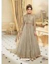 Fantastic Taupe Embroidered Floor Length Suit