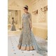 Fashionistic Grey Embroidered Floor Length Suit