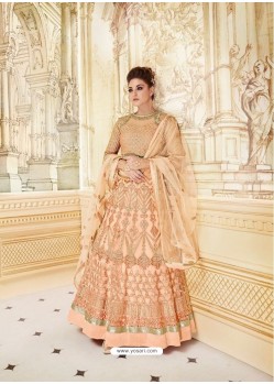 Eye Catching Peach Embroidered Floor Length Suit