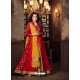 Red Viscose Modal Embroidered Floor Length Suit
