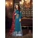 Tealblue Embroidered Floor Length Suit