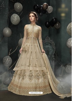 Mesmeric Off White Embroidered Floor Length Suit