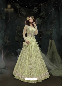 Glowing Sea Green Embroidered Floor Length Suit