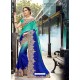 Stunning Royal Blue Rangoli Pedding Saree