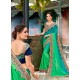 Stupendous Jade Green Rangoli Pedding Saree