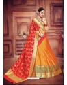 Amazing Orange Banarasi Silk Lehenga Choli