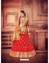 Dazzling Red Banarasi Silk Lehenga Choli