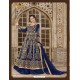 Navy Blue Banglori Silk Embroidered Floor Length Suit