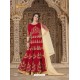Wine Mulberry Silk Embroidered Floor Length Suit