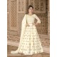 Off White Embroidered Floor Length Suit